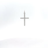 14k White Gold .55ct G VS2 Round Diamond 3/4 inch Diamond Cross Pendant